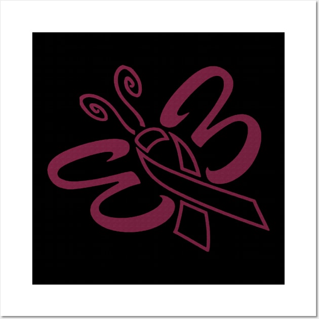 Butterfly Hope Believe Faith Cure For Sickle Cell Awareness Burgundy Ribbon Warrior Wall Art by celsaclaudio506